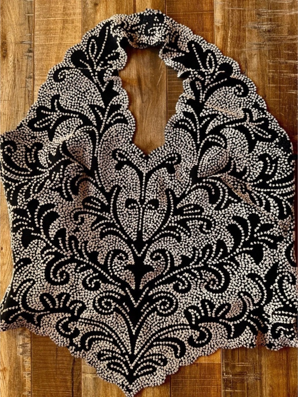 Tadashi Floral Beaded Blouse in Black & White Size XS